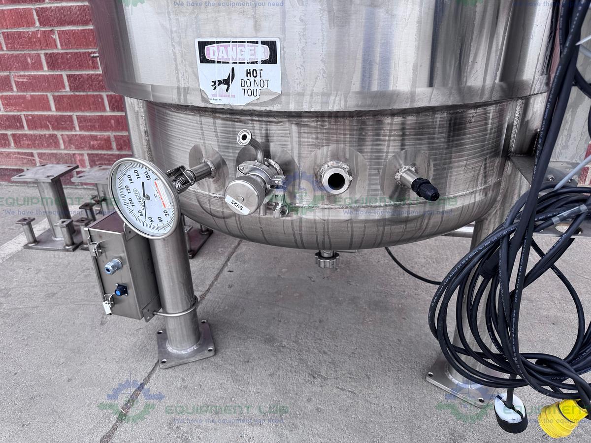 Used Feldmeier 1000 Liter SS Jacketed Reactor 50 FV PSI w/ VFD, 0.5 HP Bottom Mixer