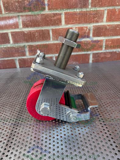 Used Albion Dual Tech 5" Industrial Caster w/ Threaded Fitting, 6" x 4.5" Platform