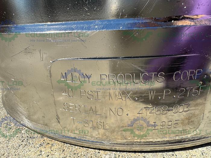 Used Alloy Products  10 Liter Stainless Steel Process / Pressure Vessel 40 PSI
