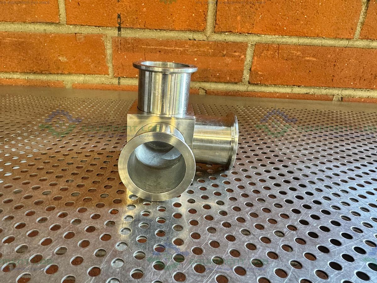 Used 3 Way Stainless Steel Vacuum Fitting w/ KF 40 Fitting