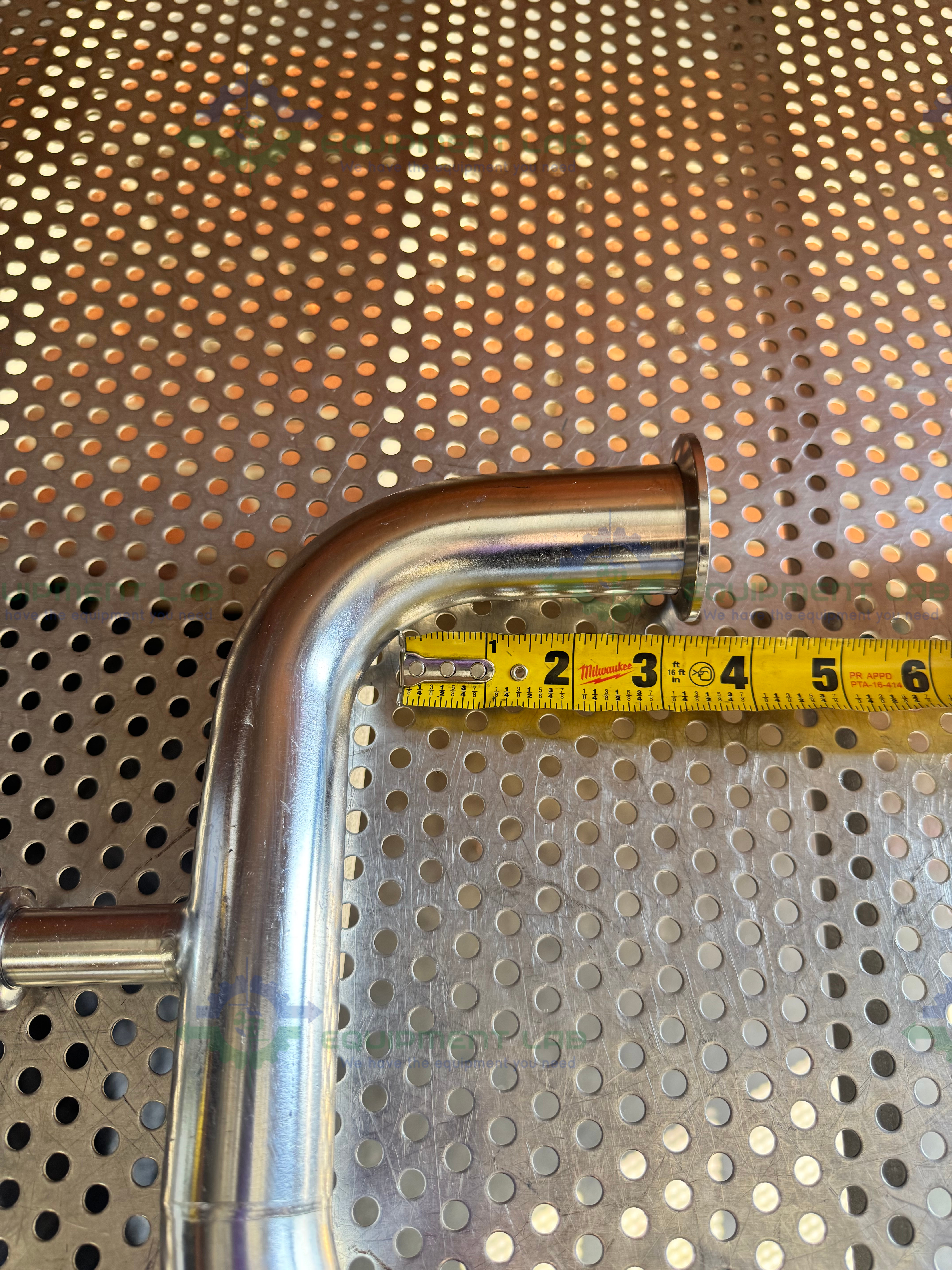 Used Stainless Steel U-Bend 3 Way Process Pipe w/ KF 40 to KF 16/10