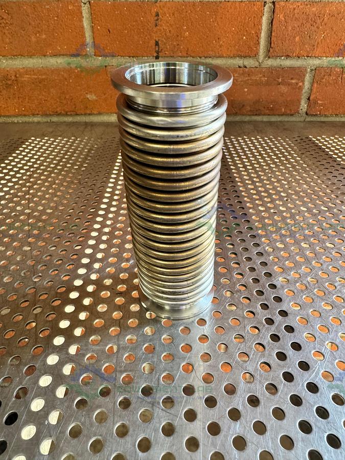 Used Stainless Steel Bellows Flexible Vacuum Hose 6" w/ KF 40 Fitting