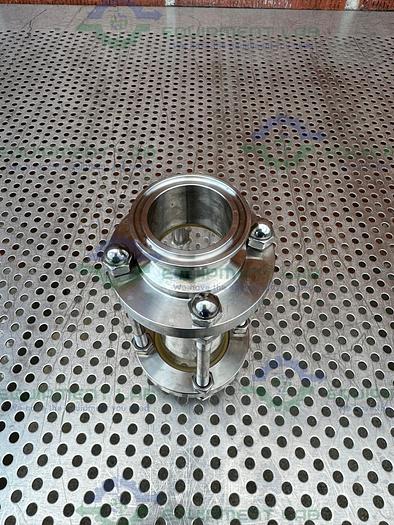 Used 316L Stainless Steel Single Wall In Line Sight Glass w/ 1 1/2" Sanitary Fitting