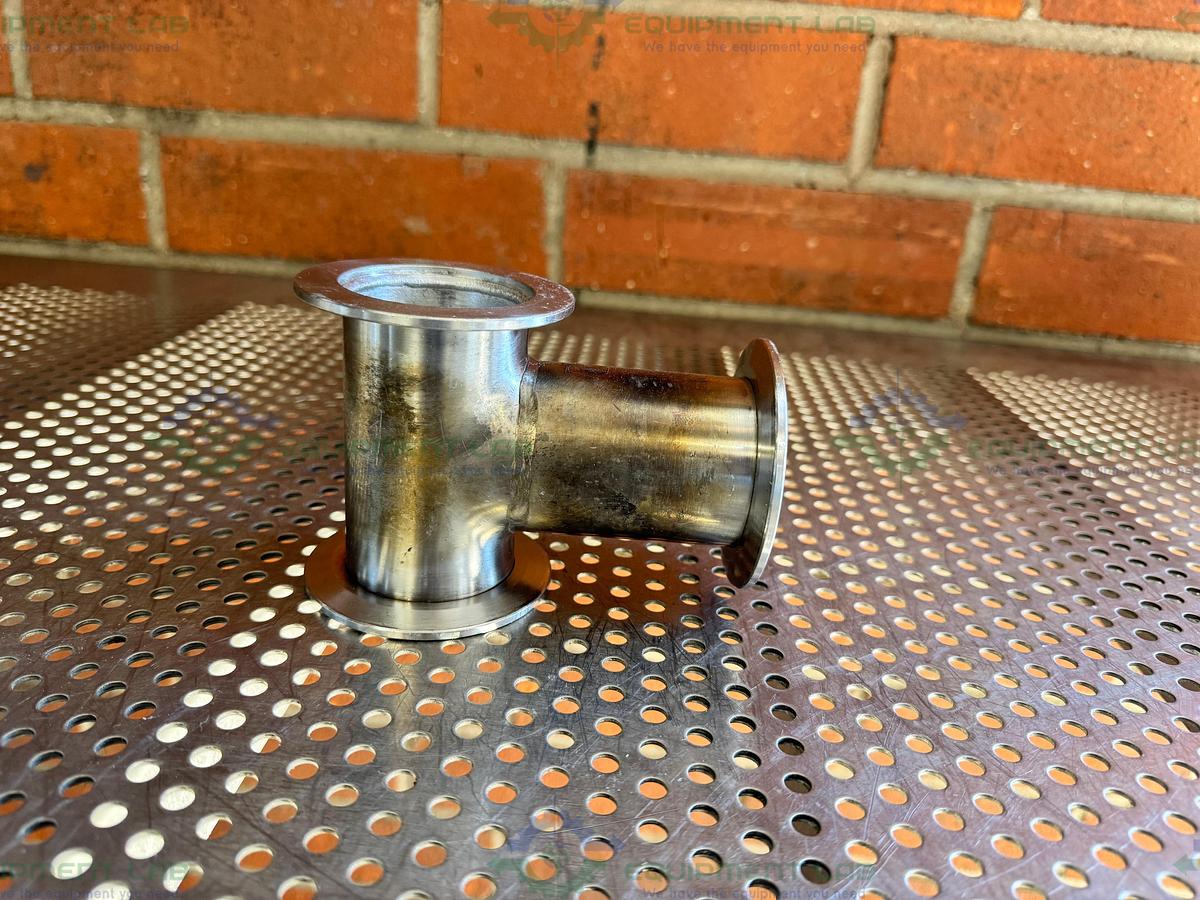 Used 3 Way Stainless Steel KF 50 Elbow Nipple Vacuum Fitting