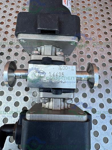 Used 2 Gemu Stainless Steel  3-way Diaphragm Valve w/ 1/2" Sanitary Fitting