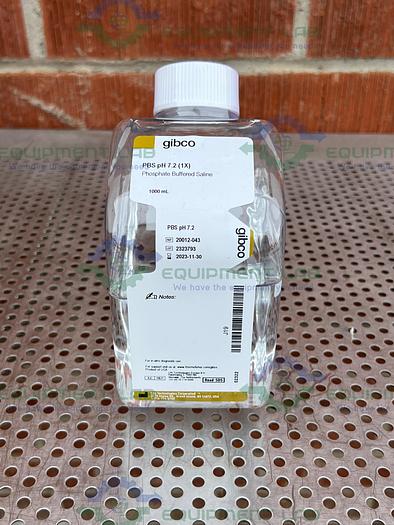 Used Box of 6 - Gibco  20012-043  Phosphate Buffered Saline PBS, pH 7.2, 1000 mL