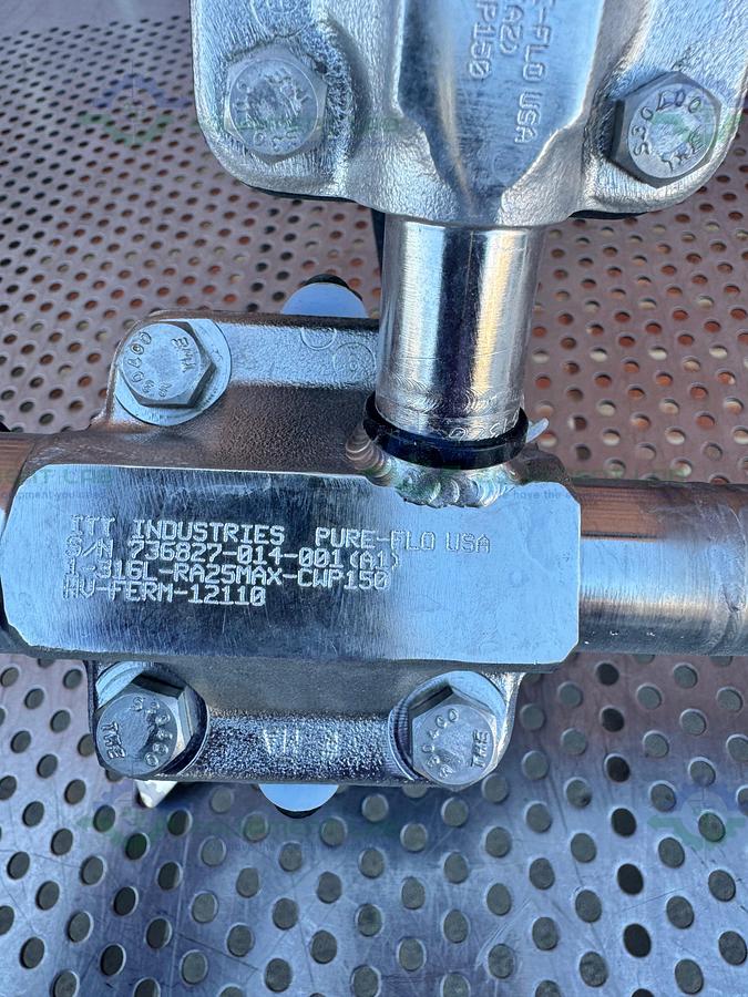 Used 2- ITT Pure Flo RA25MAX Diaphragm Valve w/ 1" to 3/4" Sanitary Fitting