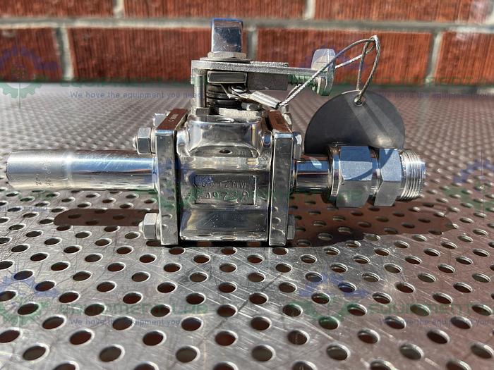 Used PBM  SIC-D6F-G-CG166L Stainless Steel Ball Valve w/ 1" Sanitary To Straight Tube