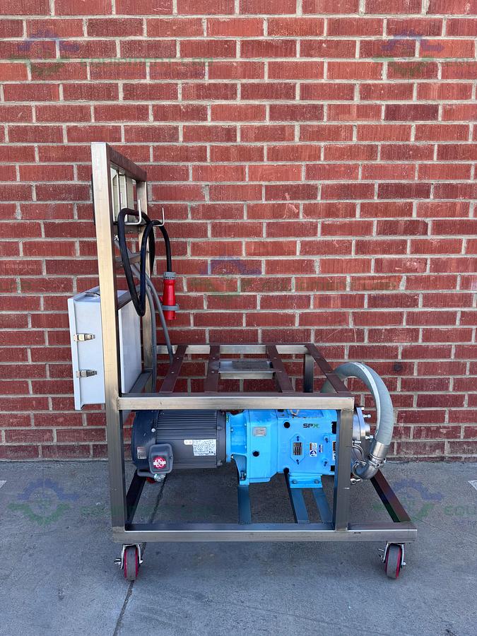 Used SPX Waukesha Cherry-Burrell 130 U2 Rotary Lobe Pump MFG 2016, 3" w/ 10 HP Motor