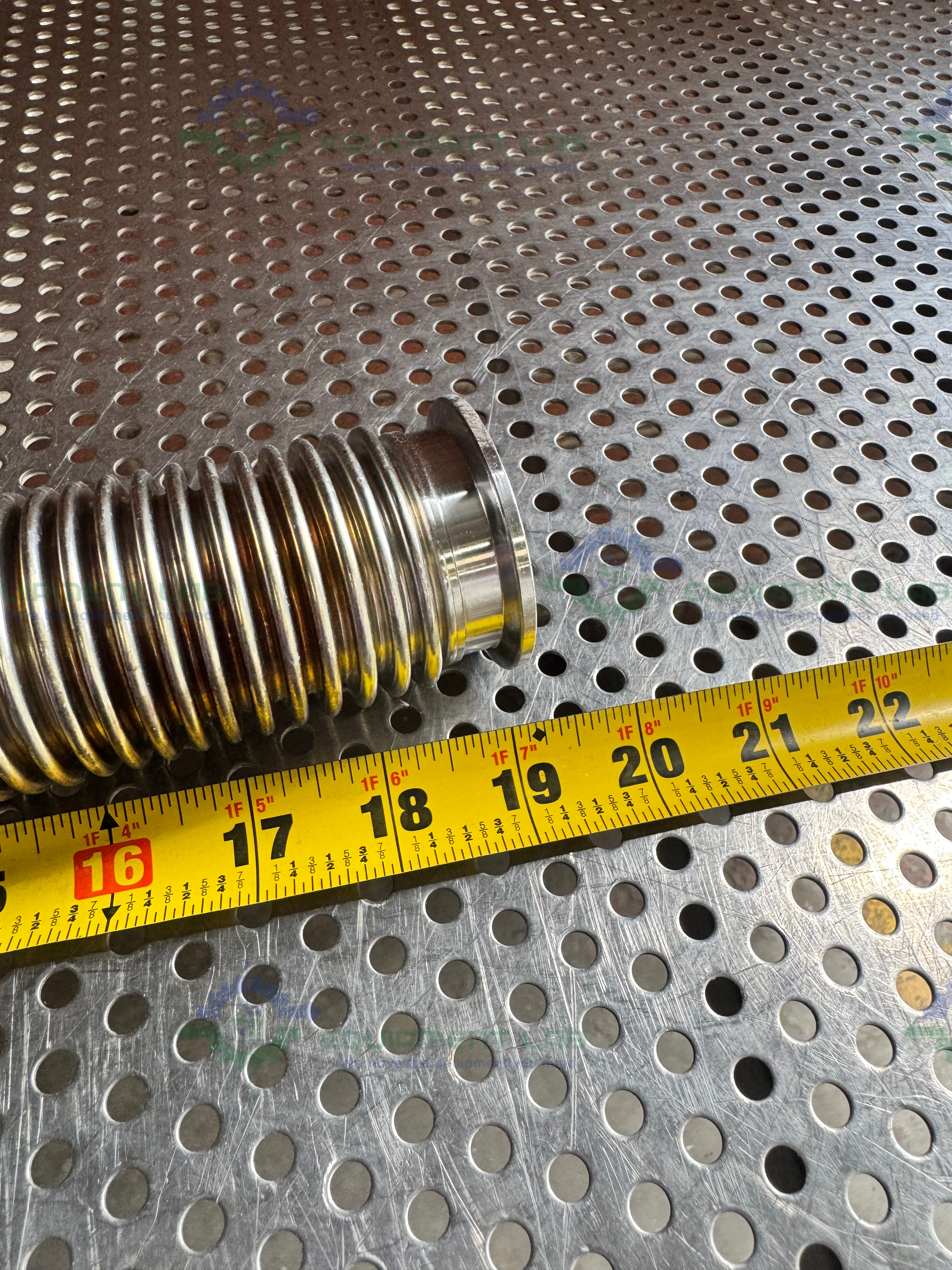 Used Stainless Steel Bellows Flexible Vacuum Hose 19" w/ KF 40 Fitting