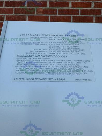 Used Labconco 302419101 Logic Biosafety Cabinet 4' Class II Type A2 w/ Hydraulic Legs