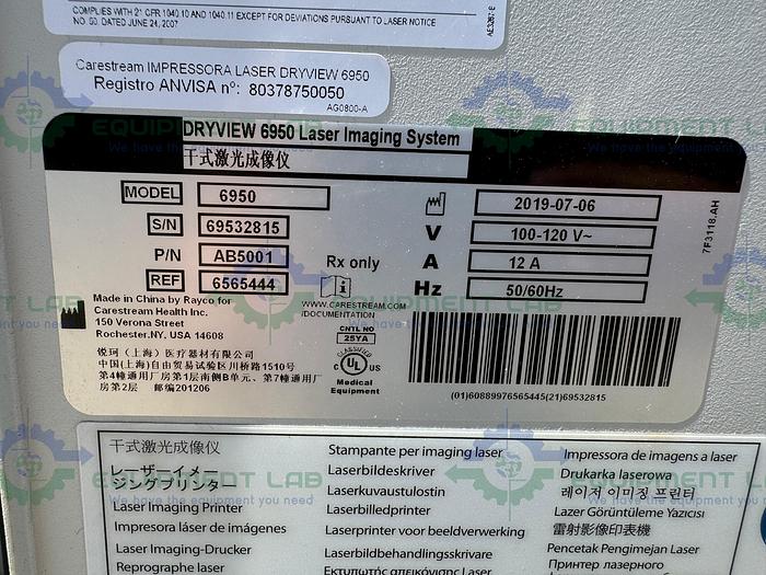 Used Carestream DryView 6950 Laser Imaging System 100-120 V, MFG 2019