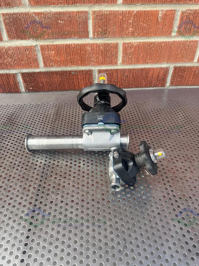 Used 2- ITT Pure Flo RA0.5MAX Diaphragm Valve w/ 1" to 1/2" Sanitary Fitting