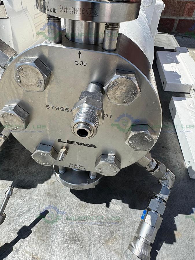 Used Lewa LDD2 Duplex Hydraulic Diaphragm Metering Pump w/ Baldor 5 HP Motor