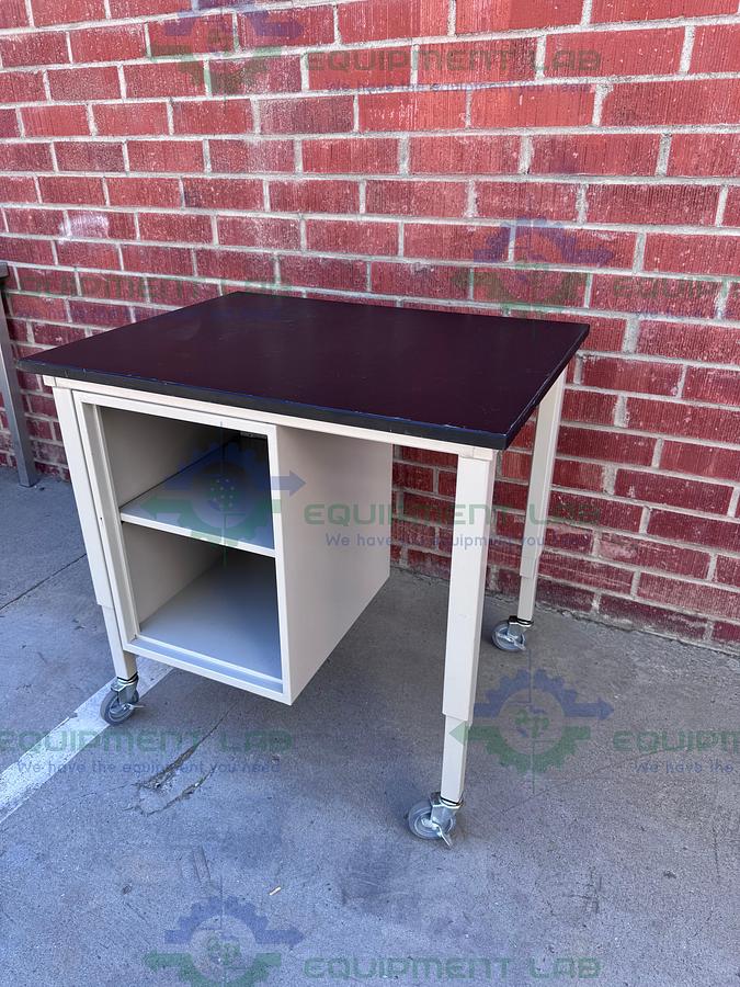 Used Phenolic / Composite Resin Adjustable  Science Table 30" W x 38" L w/ Wheels