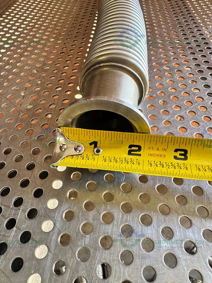 Used Stainless Steel Bellows Flexible Vacuum Hose 18" w/ KF 40 Fitting