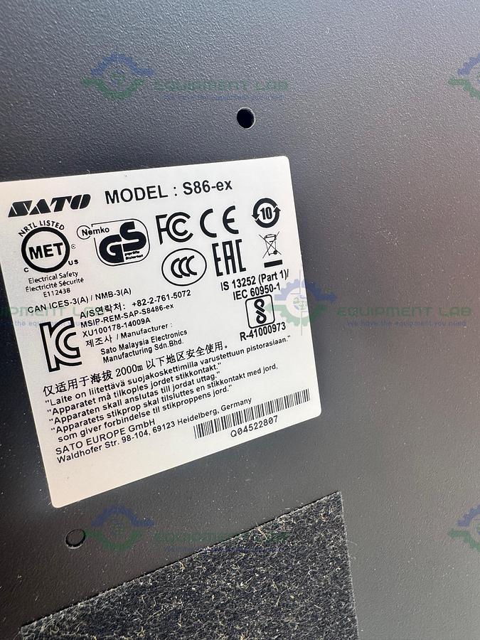 Used Sato S86-EX Print Engine w/ AL Tech Alcode Print and Apply Labelling Machine