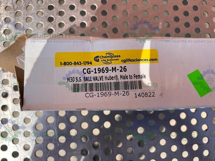Chemglass CG-1969-M-26 M30 Stainless Steel Ball Valve Male to Female