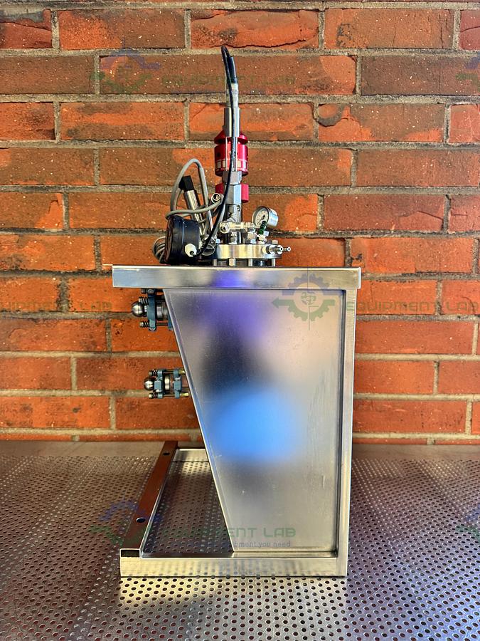 Used BuchiGlasUster Jacketed 0.8 Liter Glass Reactor, 6 Bar w/ Impeller
