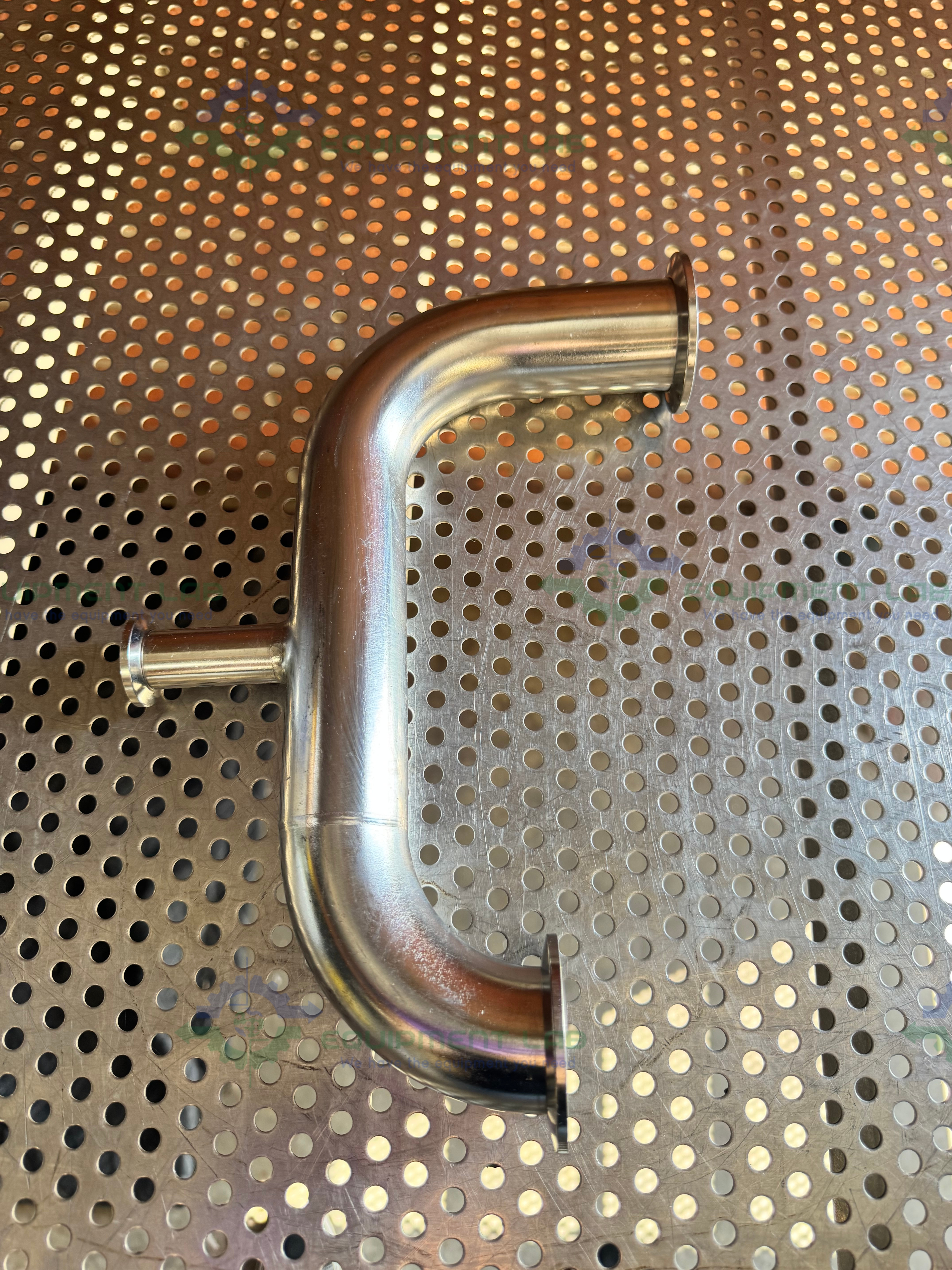 Used Stainless Steel U-Bend 3 Way Process Pipe w/ KF 40 to KF 16/10