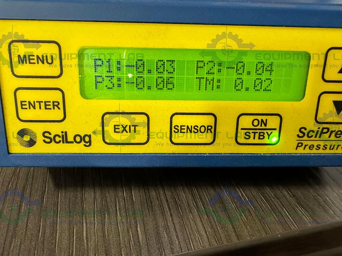Used SciLog  SciPres Pressure Monitor 0 to 60 psi w/ Scilog Flow Cell Sensors