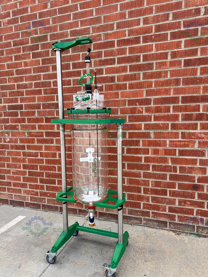 Chemglass 50 Liter Jacketed Glass Reactor w/ Zero Dead Space Drain Valve MFG 20
