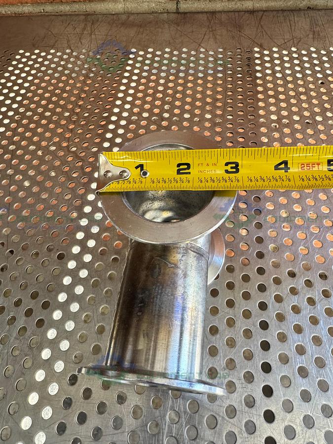 Used 3 Way Stainless Steel KF 50 Elbow Nipple Vacuum Fitting
