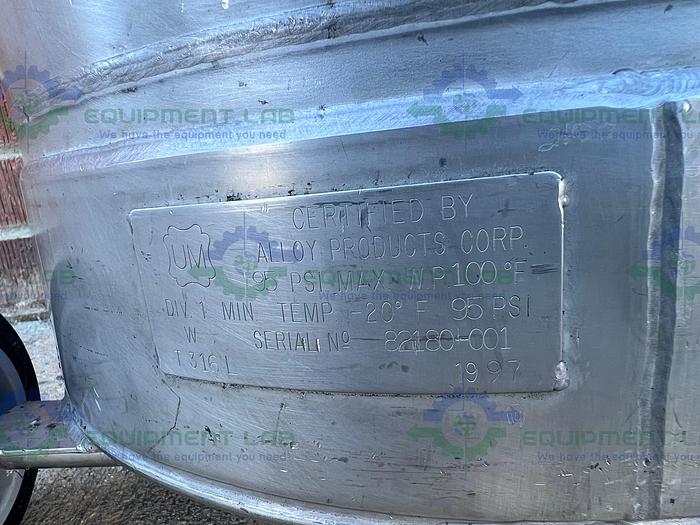 Used Alloy Products  120 Liter Stainless Steel Pressure Vessel 95 PSI