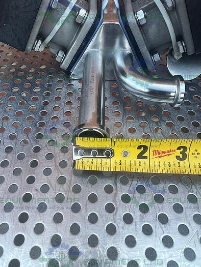 Used Lot of 2 - ITT Pure Flo 9920 Diaphragm Valve 90 PSI w/ 3- Way 3/4" Sanitary Fittings