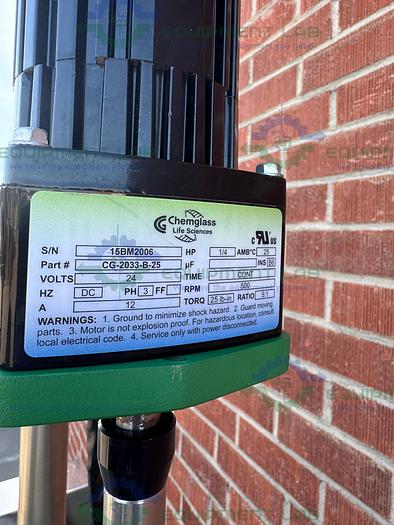 Used Chemglass 150 Liter Jacketed Glass Reactor w/ Chemglass Digital Overhead Stirrer