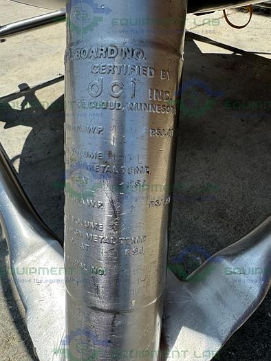 Used DCI 400 Liter Stainless Steel Jacketed Reactor Mixing Tank  45 PSI