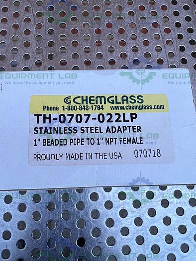 Chemglass TH-0707-022LP Stainless Steel Adapter 1" Beaded Pipe to 1" NPT Female
