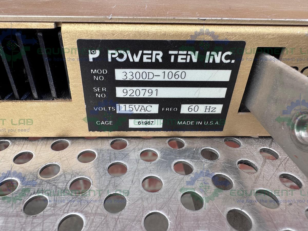 Used Power Ten 3300D-1060 DC Power Supply 115 VAC, 60 Hz