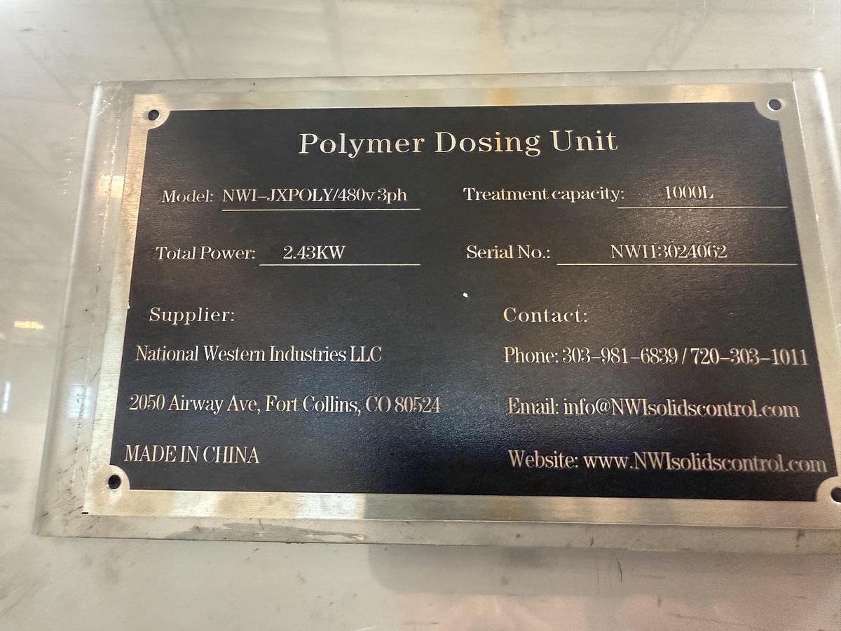 NWI JX302 Volute Press Sludge Dewatering System w/  Polymer  Dosing Unit MFG 26