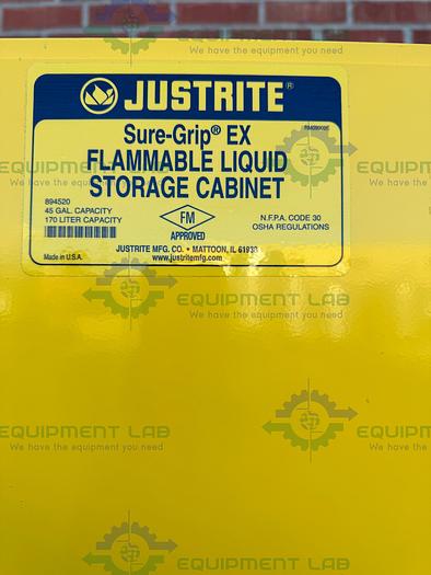 Used JustRite 45 Gallon Flammable Liquid Storage Cabinet w/ Soft Close Doors, Key