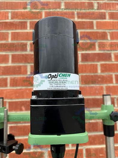 Used Chemglass 20 Liter Jacketed Glass Reactor w/ Optichem Overhead Stirrer