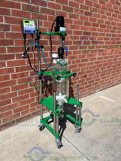 Used Chemglass  10 Liter Jacketed Glass Reactor w/ Chemglass Digital Overhead Stirrer