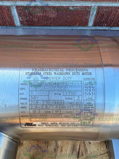 Stainless Motors PC2C10N04B1TG Stainless Steel 1 HP Washdown Duty Motor