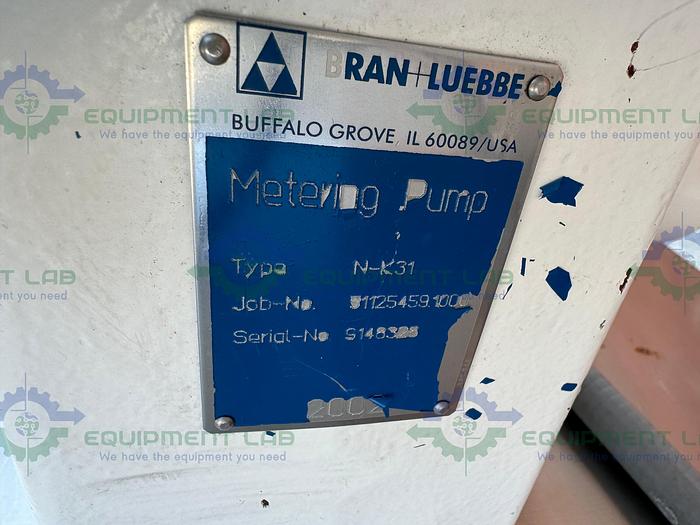 Used Bran + Luebbe N-K31 Metering Pump w/ Controller, Baldor 1.5 HP Motor