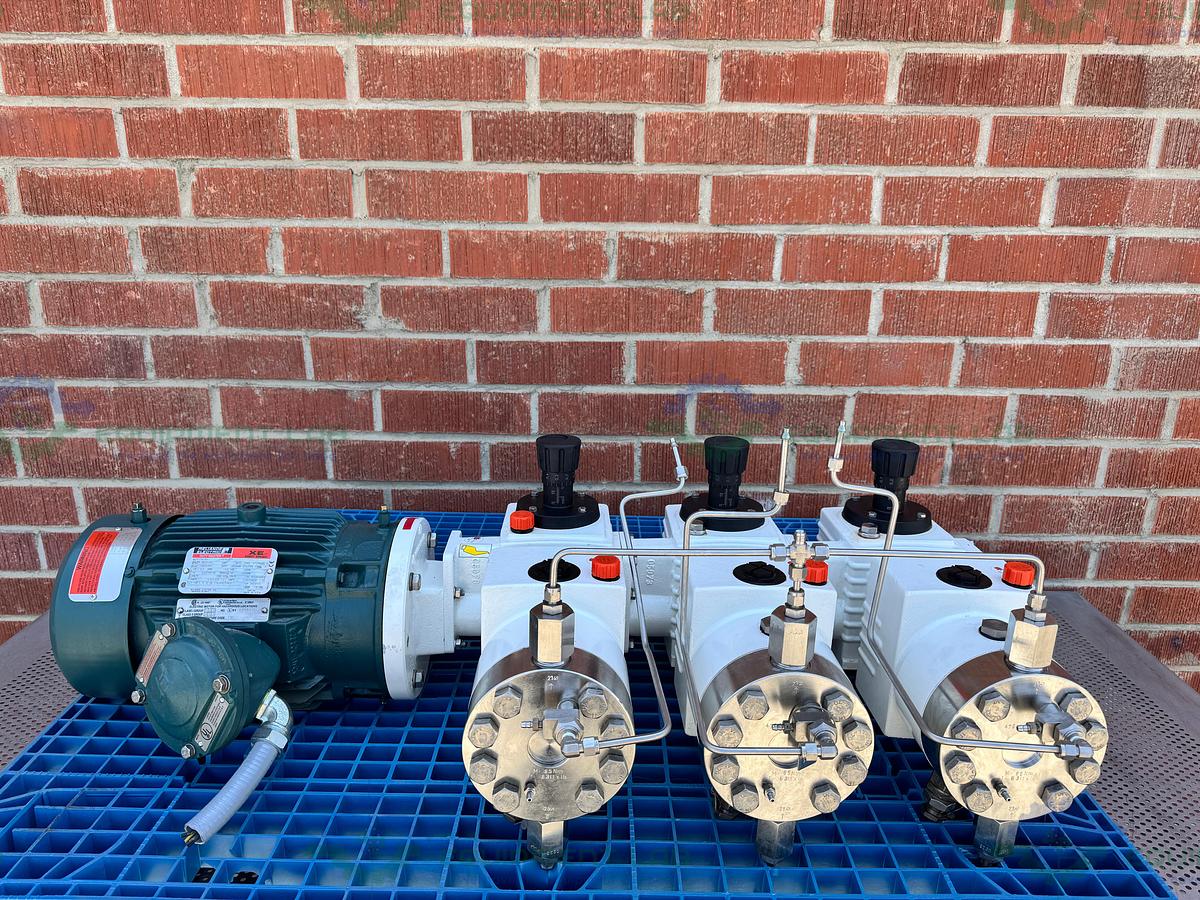 Used Lewa LDC 3 Waterlike Diaphragm Metering Pump w/ Reliance Electric 2.4 HP Motor
