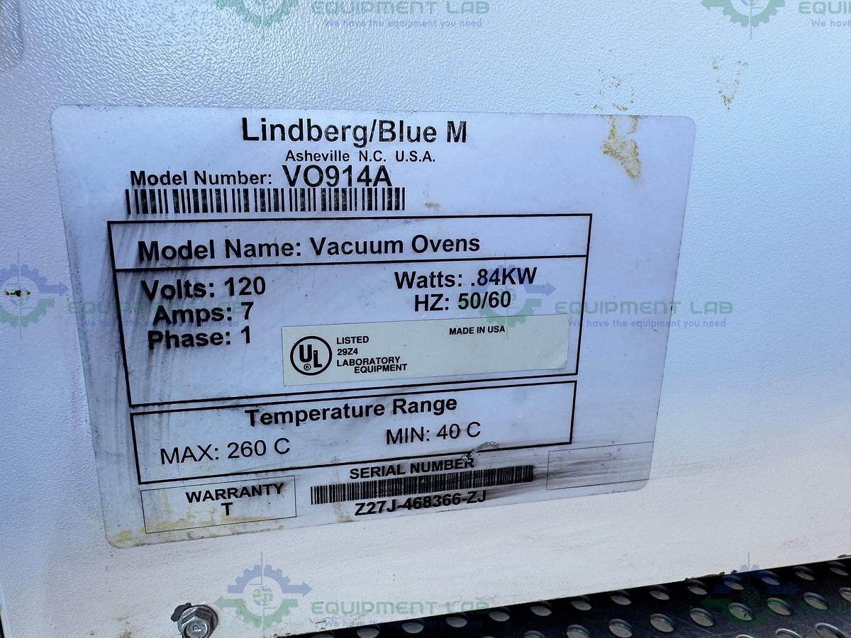 Used Lindberg / Blue M VO914A Vacuum Oven 6° to 260°C, 0.65 cu. ft.