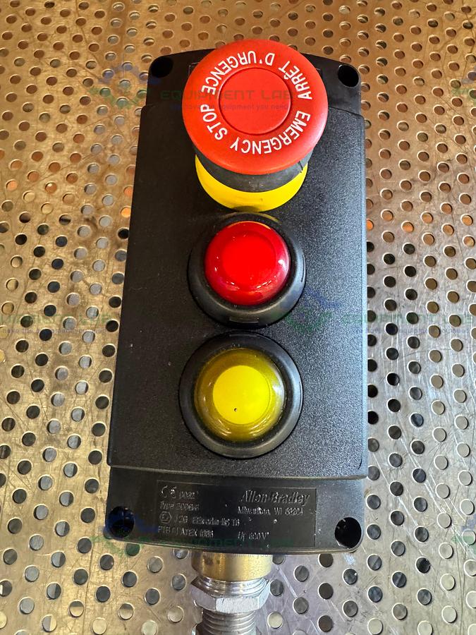 Used Allen Bradley Assembled Station 12-250 VAC w/ Emergency Stop