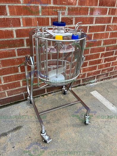 Used Chemglass 36L Glass Graduated 9-Neck Bio Reactor Vessel w/ Impeller + More
