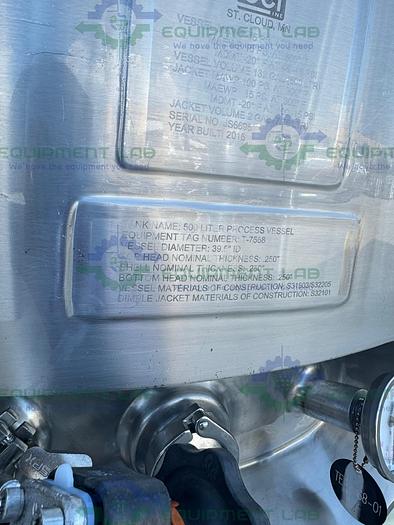 Used DCI  500 Liter Stainless Steel Jacketed Reactor 45 PSI w/ 0.5 HP Mixer