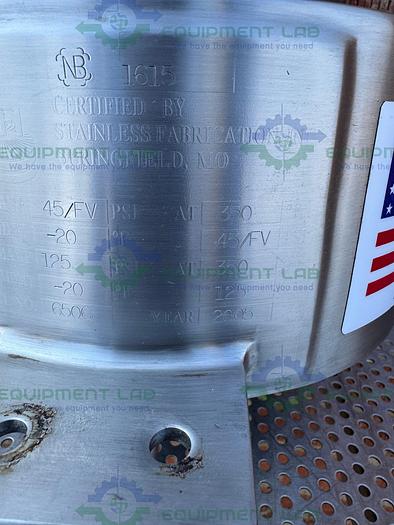 Used Stainless Fabrication 7 L Stainless Steel Jacketed Reactor 45 FV/PSI w/ Stirrer