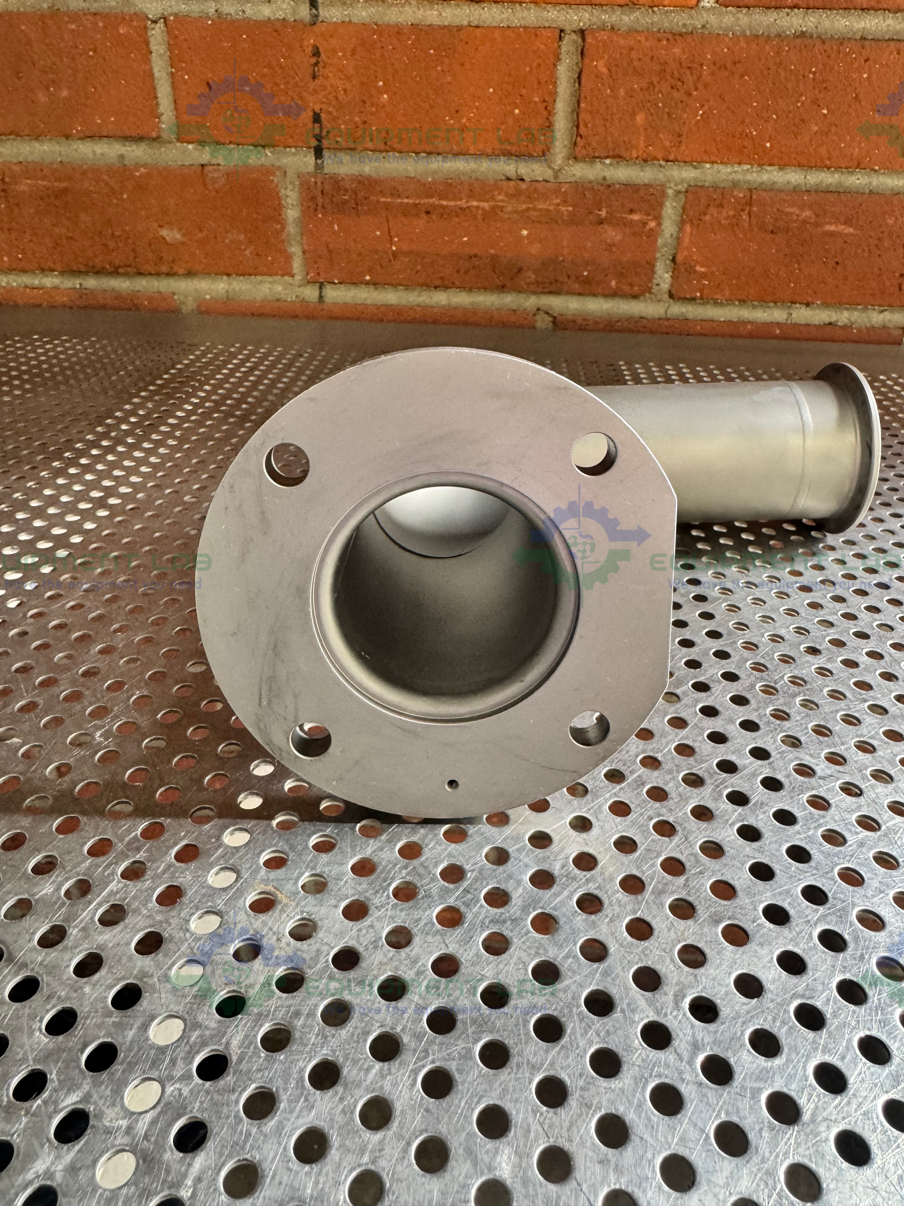Used Stainless Steel 90 Degree Elbow Nipple Vacuum Fitting w/ KF 40 to Flange Fitting