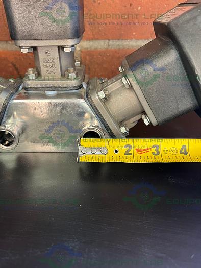 Used Lot of 3- ITT Pure Flo 9920 Diaphragm Valve w/ 4- Way 3/4" Sanitary Fittings