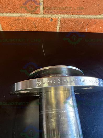 Used Max Pure 316 Stainless Steel Tee w/ 3" Sanitary Fitting to 5" Flange