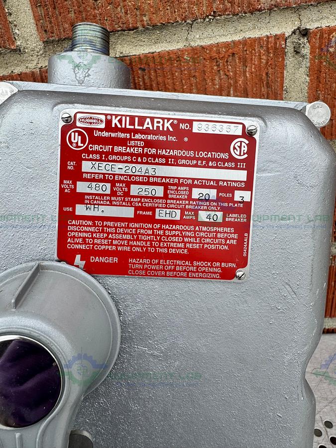 Used Killark XECE-204A3 Circuit Breaker Enclosure 240/480V w/ Cutler EHD 14K Breaker