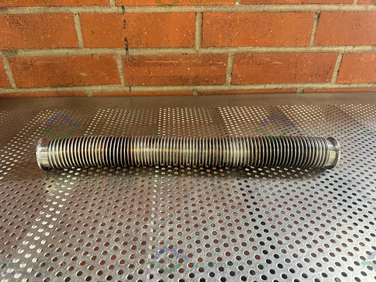 Used Stainless Steel Bellows Flexible Vacuum Hose 19" w/ KF 40 Fitting